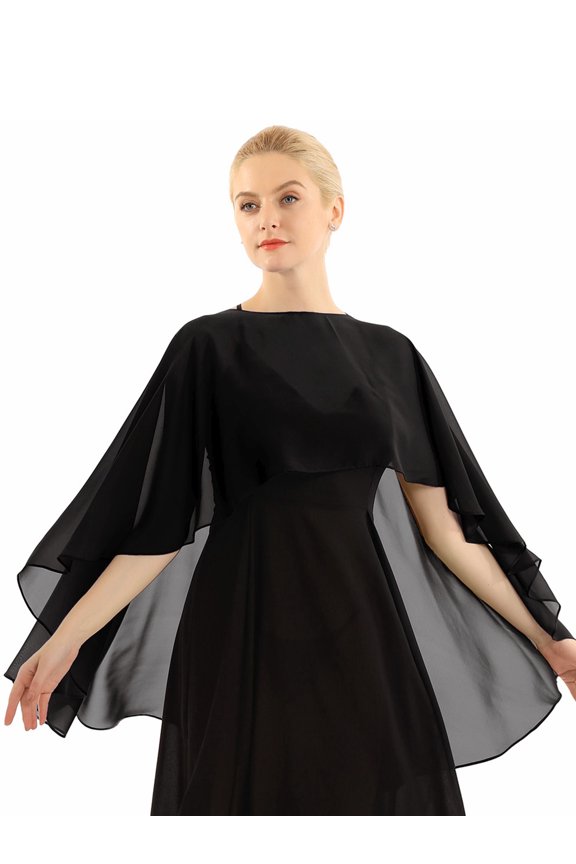 Womens Chiffon Shawl High Low Shrug Wraps Capes for Wedding Evening Party