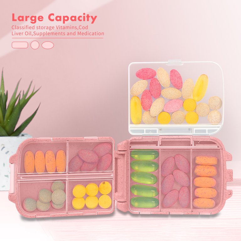 Cute Pill Organizer 7 Day, Weekly Pill Cases Box Waterproof  MoistureProof,Travel Weekly Pill Box Case Portable Design to Hold Vitamins