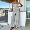 thumbnail image 5 of Women's Plaid Wide Leg Jumpsuit Square Neckline Sleeveless Spaghetti Strap Jumpsuits Overalls Dressy Tighten Waist Pocket Flowy Romper Casual Beach Outfit, 5 of 8