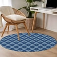 thumbnail image 5 of Classic Blue Pattern Round Area Rugs 3 ft, Abstract Tribal Aztec Western Washable Small Area Rug with Non-Slip Sturdy Edge Binding Round Front Door Mat Floor Carpet for Entryway, 5 of 9
