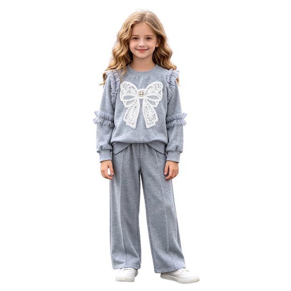 eczipvz Beach Outfit Toddler Girl Toddler Girl Clothes Sets Fall Winter Warm Sweatshirt Pants Long Sleeve Winter Outfits Grey,5-6 Years