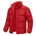 thumbnail image 3 of Sookity Men's Puffer Winter Coat Big and Tall Hooded Down Jacket Zip up Stand Collar Jackets Casual Heavy Winter Jackets Ski Snow Thick Snowy Puffer Coat with Pockets Red,S, 3 of 6