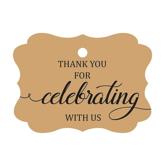 100 Pcs Custom Paper Tags Thank You For Celebrating Wedding Favor Gift Hang Tags