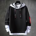 thumbnail image 2 of XIAONU Mens Hoodies False Two-Piece Comfortable Drawstring Hooded Sweatshirt Color-Blocked Casual Long-Sleeve Pullover Hoodie, 2 of 4