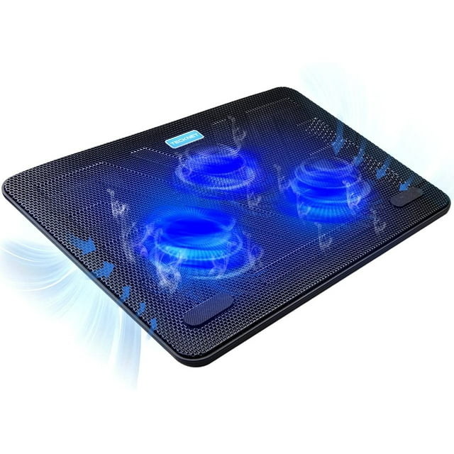 TECKNET Cooling Pad, Soporte enfriador delgado para laptop, USB, LED azul, 12-17''