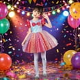 thumbnail image 2 of FINALGANG Girls Dress Kids Iridescent Sequin Performance Dress With Sparkle Star Print Tulle Skirt Ruffled Flutter Sleeves Stage Dress For Holiday Season, 2 of 4
