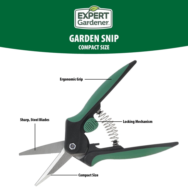 Expert Gardener Snipping Shears Compact Sharp Steel Blades for