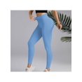 thumbnail image 5 of Women Yoga Sports Ribbed Seamless Leggings High Waisted Workout Gym Yoga Pants Quick-Drying Blue XL, 5 of 7
