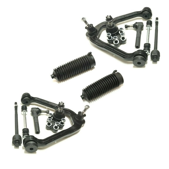 12 Pc Complete Suspension Kit for Front Upper Control Arms Lower Ball Joints Sway Bar End Links Inner & Outer Tie Rod Ends Idler & Boots Bellows