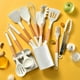 thumbnail image 5 of Juego de utensilios de cocina de 11 Uds., juego de utensilios de cocina de silicona versátiles resistentes al calor con mango de madera para el hogar, 5 of 10