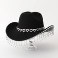 thumbnail image 2 of Western Cowboy Hat Featuring Heart Applique and Fringe Detail for Country Music Dance Parties and Festival Celebrations, 2 of 4