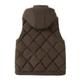 thumbnail image 5 of YOIAVAIOY Womens Puffer Vest with Hood Padded Coat Zip Up Sleeveless Diamond Down Jacket Winter Warm Outerwear with Pockets Coffee XL, 5 of 10
