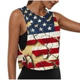 thumbnail image 2 of lcziwo Womens Wide Strap Tank Top Open Side Crop Loose Crew Neck Undershirt Summer 4Th Of July Holiday Camisole Navy XL, 2 of 8