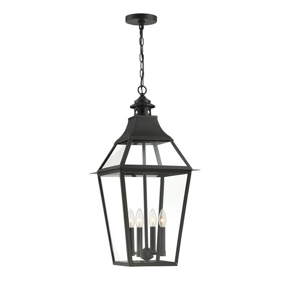 Jackson 4-Light Outdoor Hanging Lantern in Matte Black with Gold Highlights
