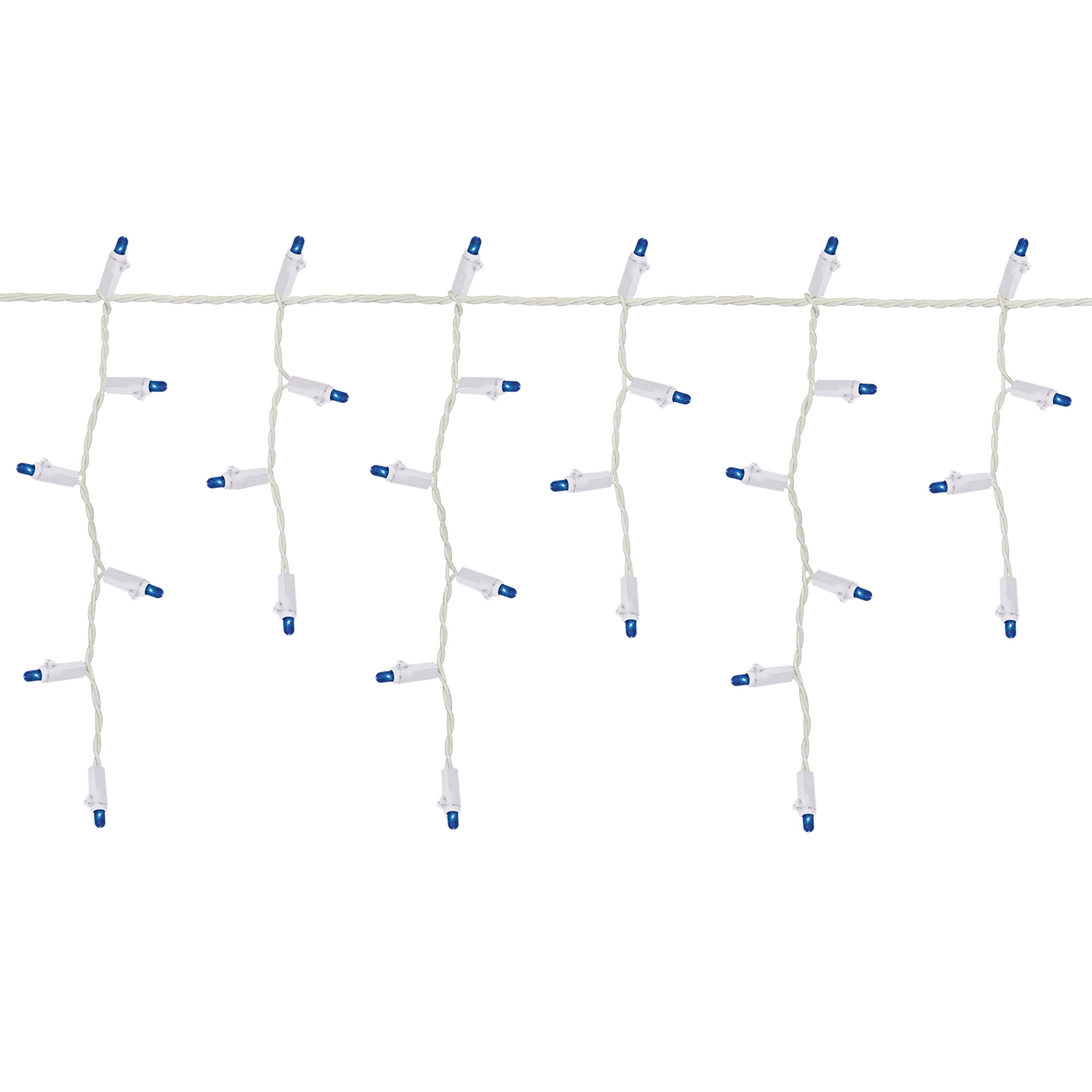 Indoor/Outdoor 200-Count LED High Density Christmas Icicle Lights, Blue, White Wire, 15', by Holiday Time