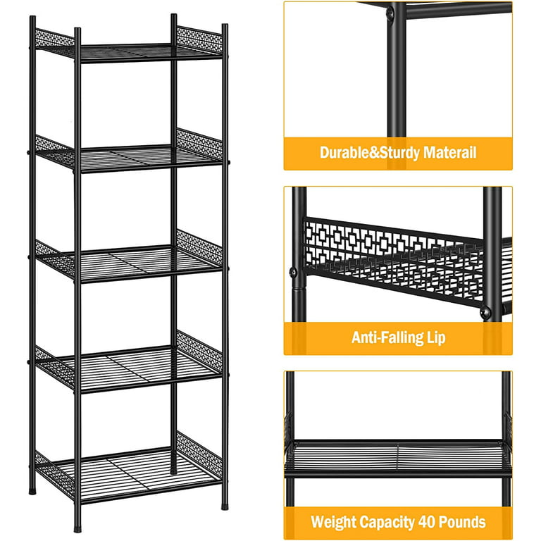 Gcirik 5-Tier Storage Shelves Wire Rack Metal Shelving Unit, Black She –  gcirikdirect
