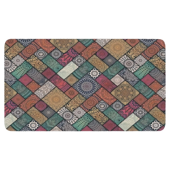 Boho Retro Brown Diamond Pattern (4) Welcome Doormat for Indoor/Outdoor Entrance Boho Retro Brown Diamond Pattern (4) Decoration Door Mat Kitchen Door Mat Bedroom Doormat 17x30 Inch
