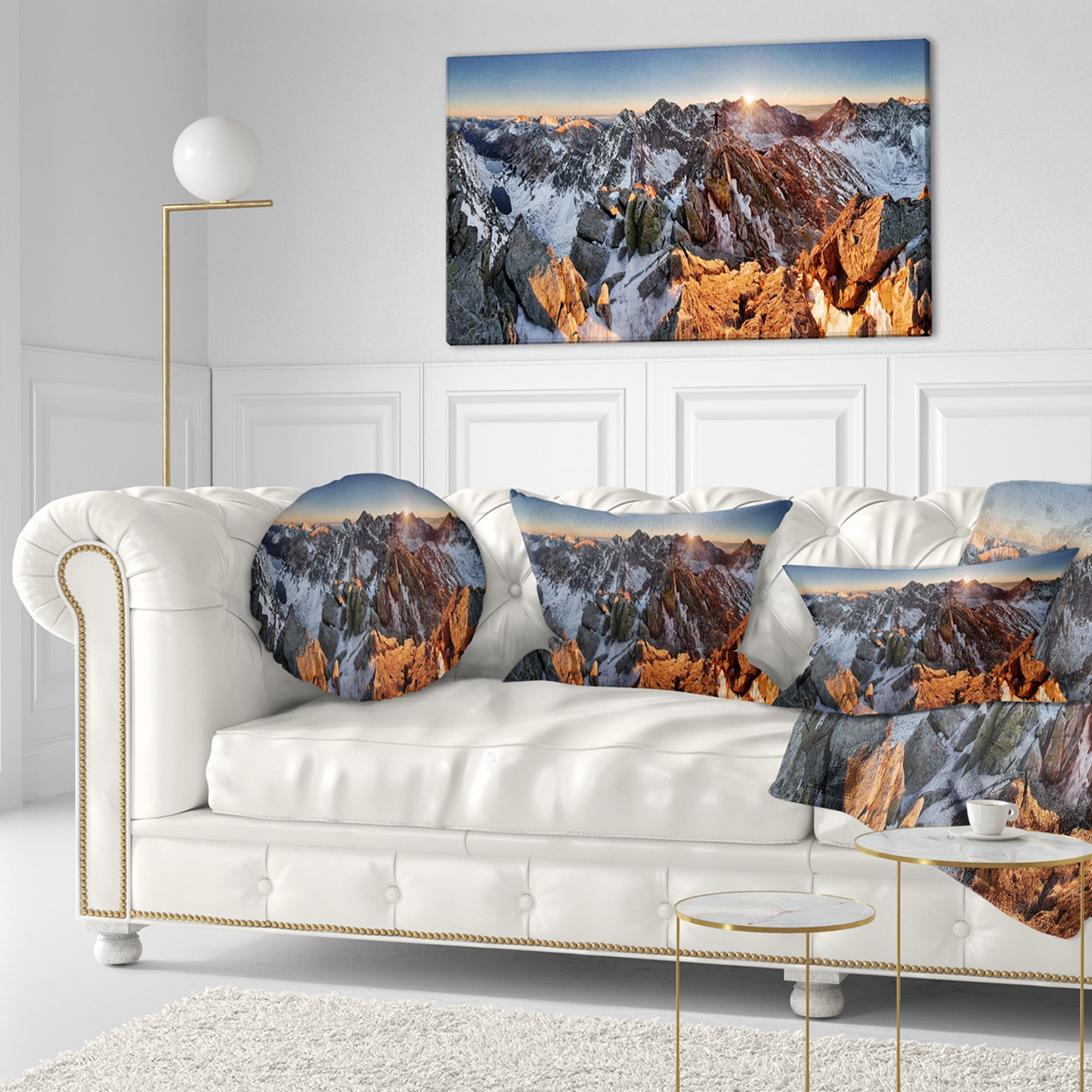 Designart Scenery of High Mountain with Lake - Landscape Printed Throw Pillow - 12x20