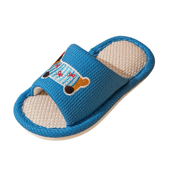 Mepaouo Toddler Open Toe House Slippers Boys Girls Cute Linen Slide Shoes Non Slip Kids Home Sandals