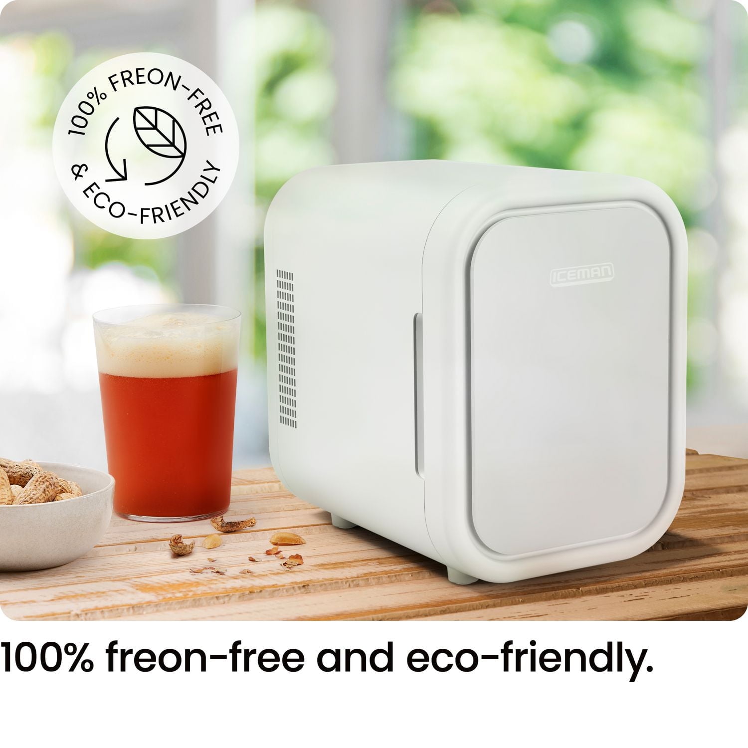 ICEMAN Portable Mini Fridge w/ 6 355 ml (12oz) Can Capacity, Cools and Heats, Car Plug Included - White, New