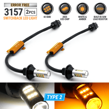 2x 3157 Switchback Dual Color White-Amber Error free Type 2