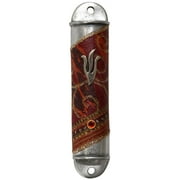 Mezuzah Case Pewter Maroon #LAMZ5397 7cm
