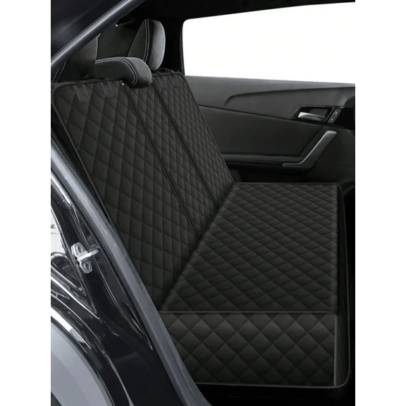 Dog Car Seat Cover for Back Seat, Waterproof Pet Seat Protector with Mesh Window, Nonslip Heavy Duty Dog Hammock for Cars, Trucks, and SUVs, Scratchproof Rear Seat Cover, Black