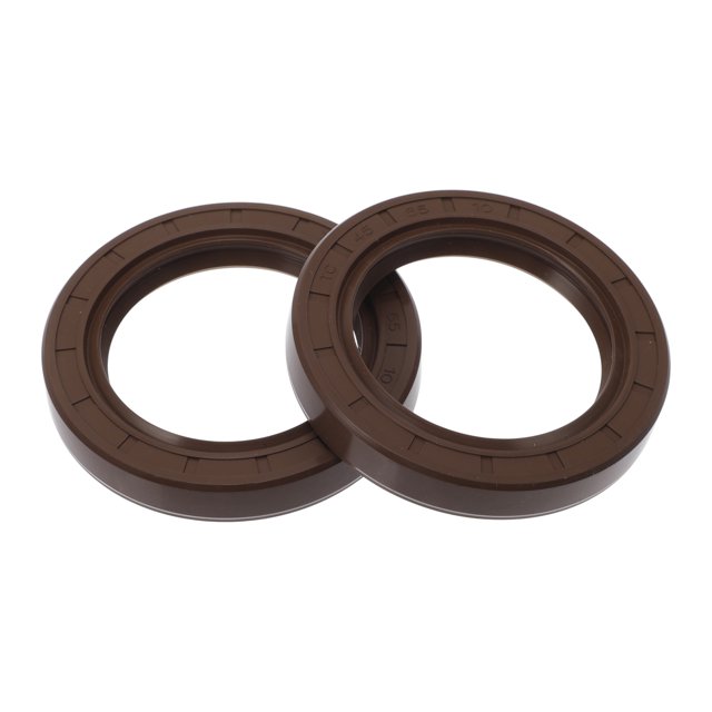 Sello de aceite universal TC de labios dobles con resorte de acero, sello de eje rotativo de alta presión, goma FKM marrón, 2 piezas 45x65x10mm