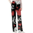 thumbnail image 5 of Womens Lounge Pants Valentine Pajama Pants with Love Print High Waisted Sleepwear Bottoms Loose Wide Leg Pajamas for Cozy Evenings Watermelon Red XL, 5 of 6