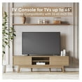 thumbnail image 3 of 59" TV Console, Century Modern Media Console for 55/60/65 Inch TV, Low Profile TV Stand with Fluted Sliding Doors, Boho Light Wood Credenza for Living Room, Oak, 3 of 6