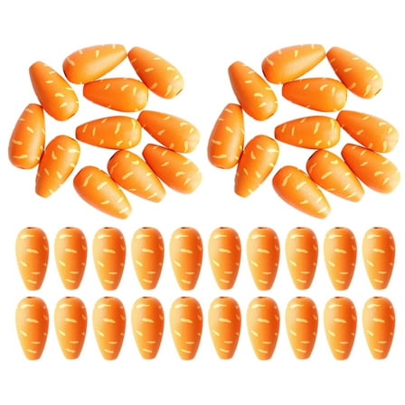 50Pcs Carrot Wooden Beads for DIY Garlands and Jewelry Making
