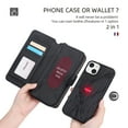thumbnail image 4 of Allytechgroup 2 in 1 Wallet Case for Apple iPhone 15, Detachable Back Cover Zipper Purse Card Holder Shockproof Hand Wrist Phone Case for Apple iPhone 15, Black, 4 of 8