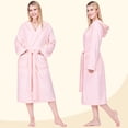 thumbnail image 4 of PAVILIA Women’s Hooded Fleece Robe, Soft Plush Long Bathrobe with Hood, Lightweight Warm Cozy Spa Shower Housecoat, Plus Size 2XL/3XL, Pink, 4 of 10