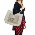 thumbnail image 2 of Paris Shopping Bag, Parisian Woman Sleeping with the View of Eiffiel Tower from Window Romance Skecthy Modern, Eco-Friendly Bag for Groceries Beach and More, 15.5" X 14.5", Cream, by Ambesonne, 2 of 2