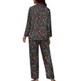 thumbnail image 2 of Renewold Colorful Notes Pajama Button Down Shirts for Women Soft Long Sleeve Sleepwear Top Pants Buttom Set of 2 Thermal Scoop Neck Nightwear Athletic Jogger Outfits Size M, 2 of 6