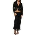 thumbnail image 2 of Women T-shirt, Elegant Long Sleeve Tie-up Lace Tops See-through Crop Top Fall Clubwear, 2 of 10