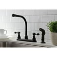 thumbnail image 3 of Kingston KB715ACLSP American Classic Two-Handle 4-Hole 8" Centerset Kitchen Faucet with Side Sprayer in Oil Rubbed Bronze, 3 of 7