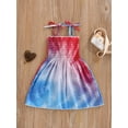 thumbnail image 2 of Bagilaanoe Toddler Girl 4th of July Dress America Flag Strap Dresses Kids Summer Clothes Backless Stripe Stars Party Dress, 2 of 8