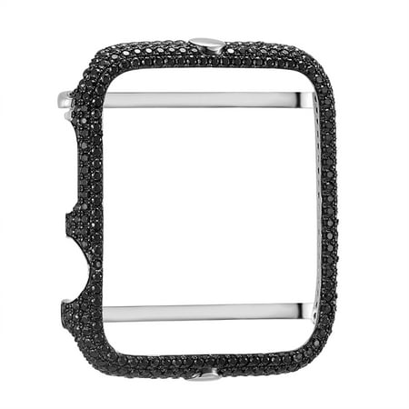Custom Bezel - Custom Apple Watch Bezel Black Simulated Diamonds 925 Sterlin Silver 42mm Case Insert