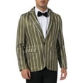 thumbnail image 1 of BLAZER a rayas INSPIRE CHIC para hombres, abrigo deportivo de color contrastante de un solo botón, marrón, 1 of 5