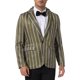 thumbnail image 1 of Blazer a rayas INSPIRE CHIC para hombres, chaqueta deportiva de color contrastante de un solo botón, talla XL, marrón, 1 of 5