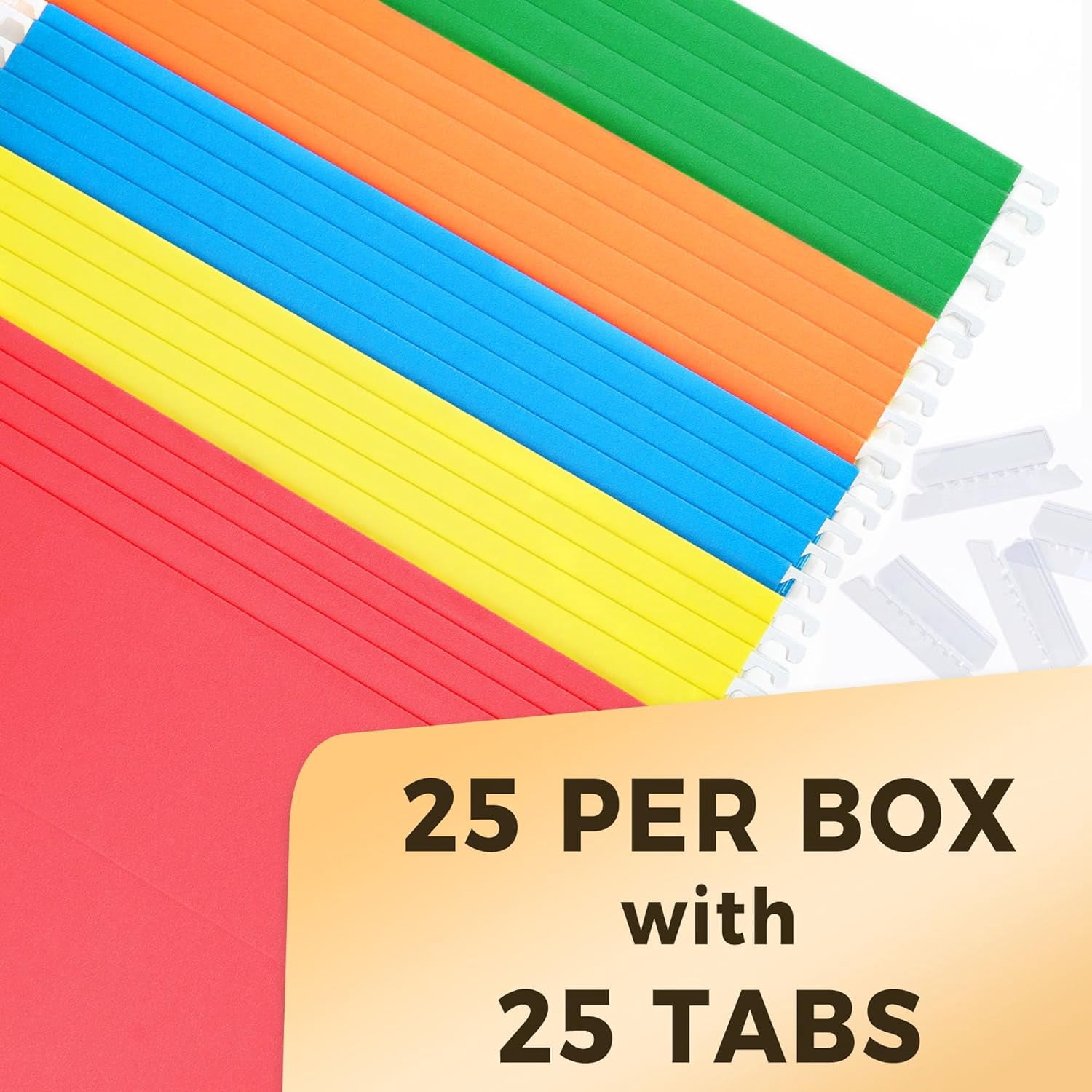 Hanging File Folders Extra Capacity Assorted Colors, 25 Pack Letter Size File Folders with 1/5-cut Tabs, Heavy Duty 2 Inch Expansion, Stay Organized for Your Home and Office Bulk File