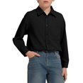 thumbnail image 4 of Back to School Boys Shirt Collared Long Sleeve Button Down Solid Dress Shirts Causal Basic Classic Breathable T Shirts, 120, 4 of 5