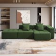 thumbnail image 2 of 105'' L Shaped Modular Sectional Sofa, Corduroy Floor Cloud Couch with 4 Pillows and Wide Armrests, Free Combination Sofa Couch for Living Room, Apartment, Office, Green, 2 of 9