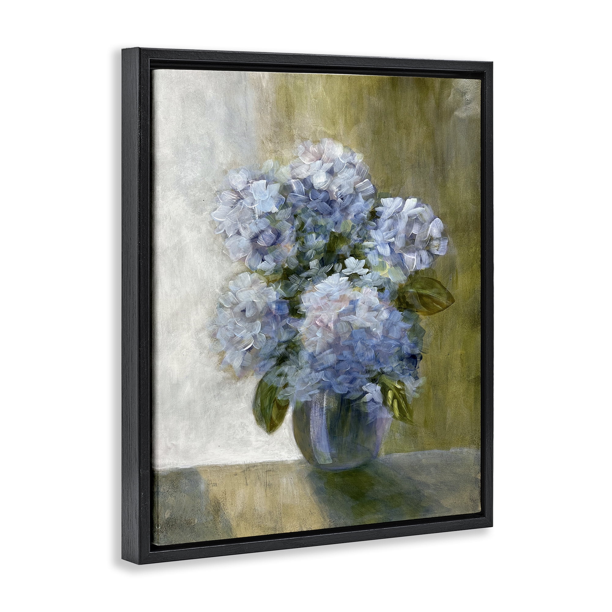 Stupell Industries Hydrangeas in Vase Botanical & Floral Painting Black Floater Framed Art Print Wall Art, 25 x 31