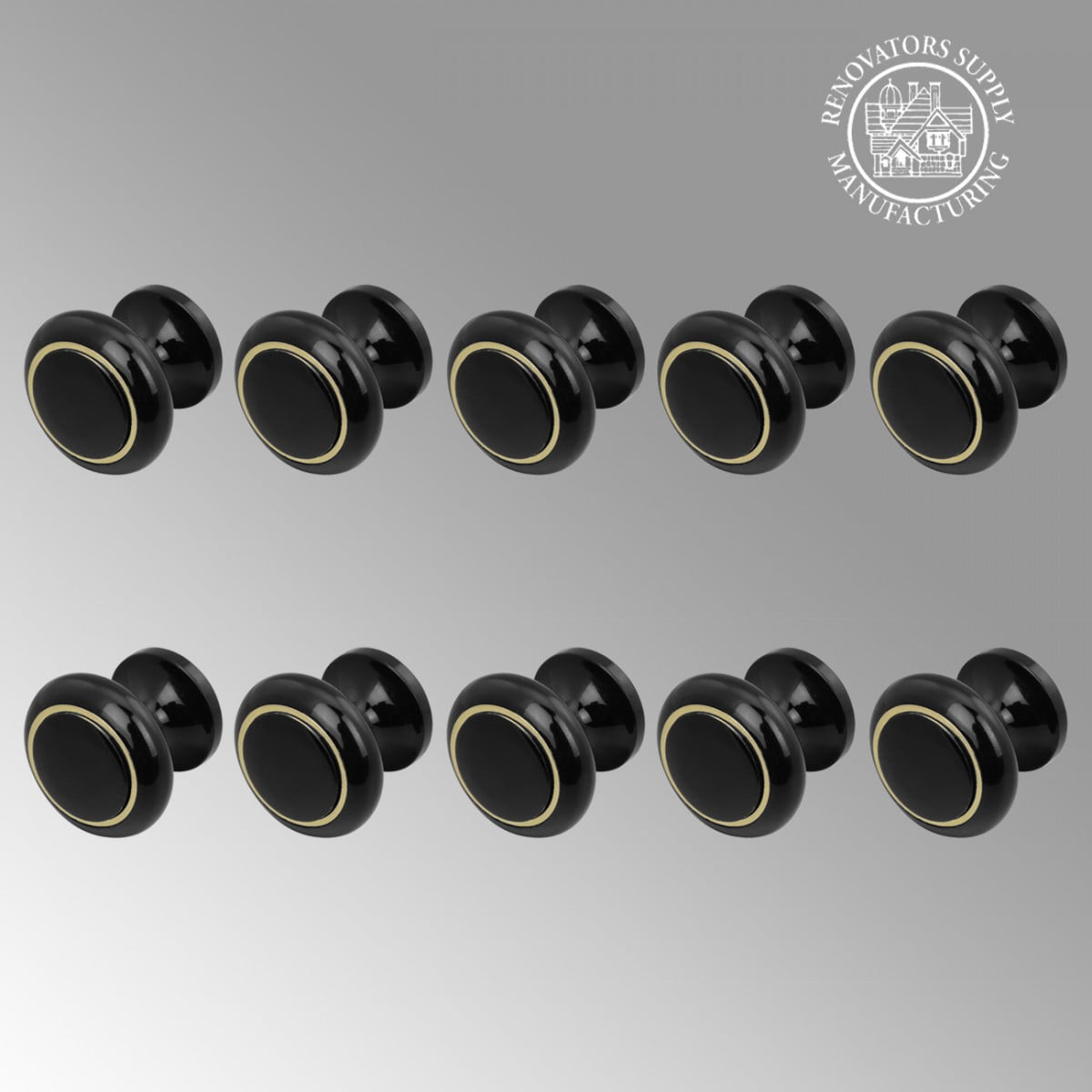 Cabinet Knobs Antique 1" Black Ball Brass Dresser Drawer Knobs Unique Painted Vanity Hardware Knob Pulls Pack of 10 Renovators Supply