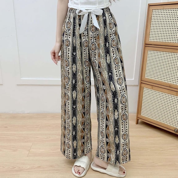 ATENAR Womens Pants Casual Loose Fit Pants Summer Pant Khaki Free Size