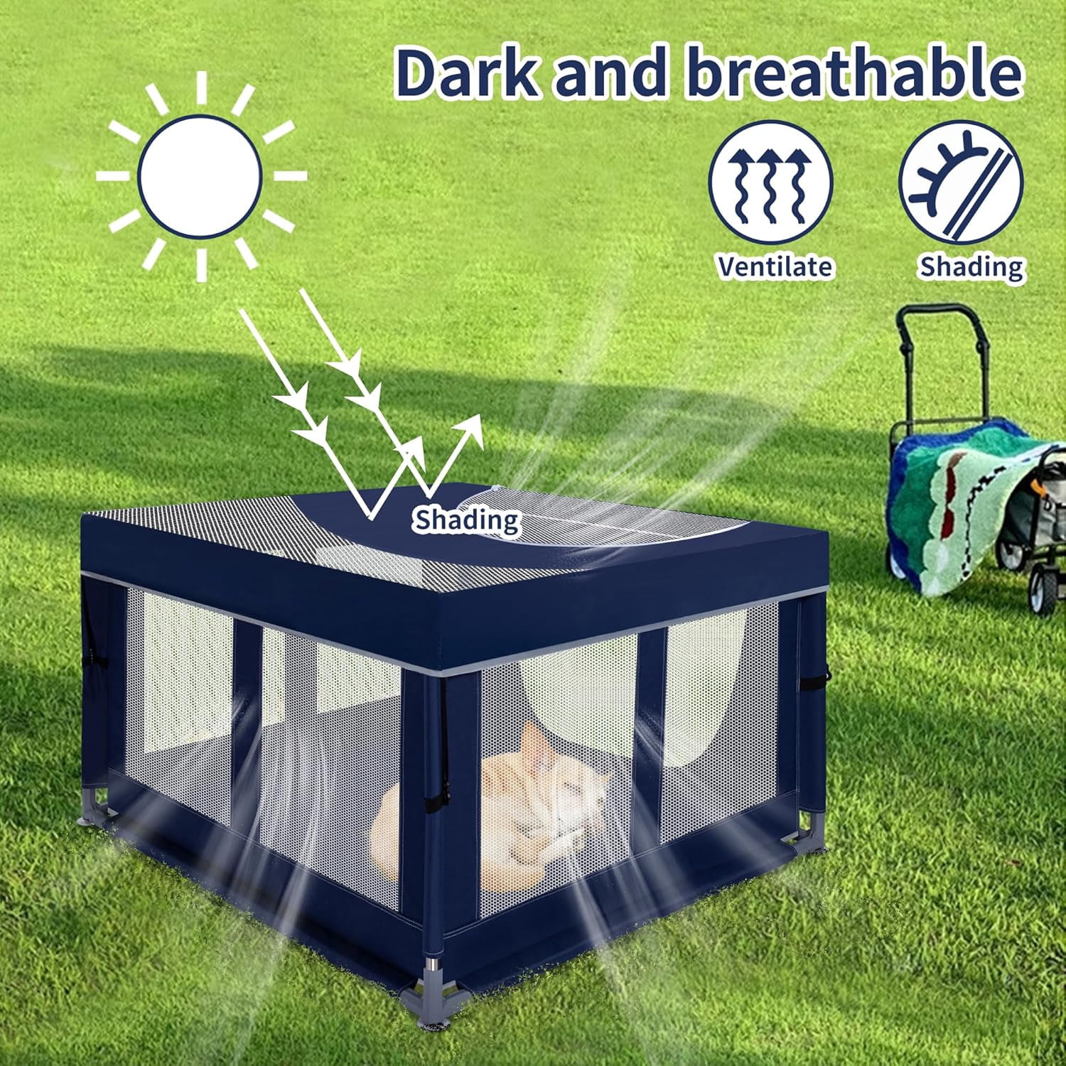 42 × 42 inch Dog Playpen with Pee Pad, Soft Puppy Playpen, 25 Height Pet Playpen for Small Dogs and Small Animals, Dog Fence Indoor, Play Yard with Zipper Door