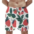 thumbnail image 2 of Jrxy Pink Strawberries Men's Beach Board Shorts Pants with Drawstring & Pockets, Watercolor Bohemian Style, Casual Comfort S, 2 of 7