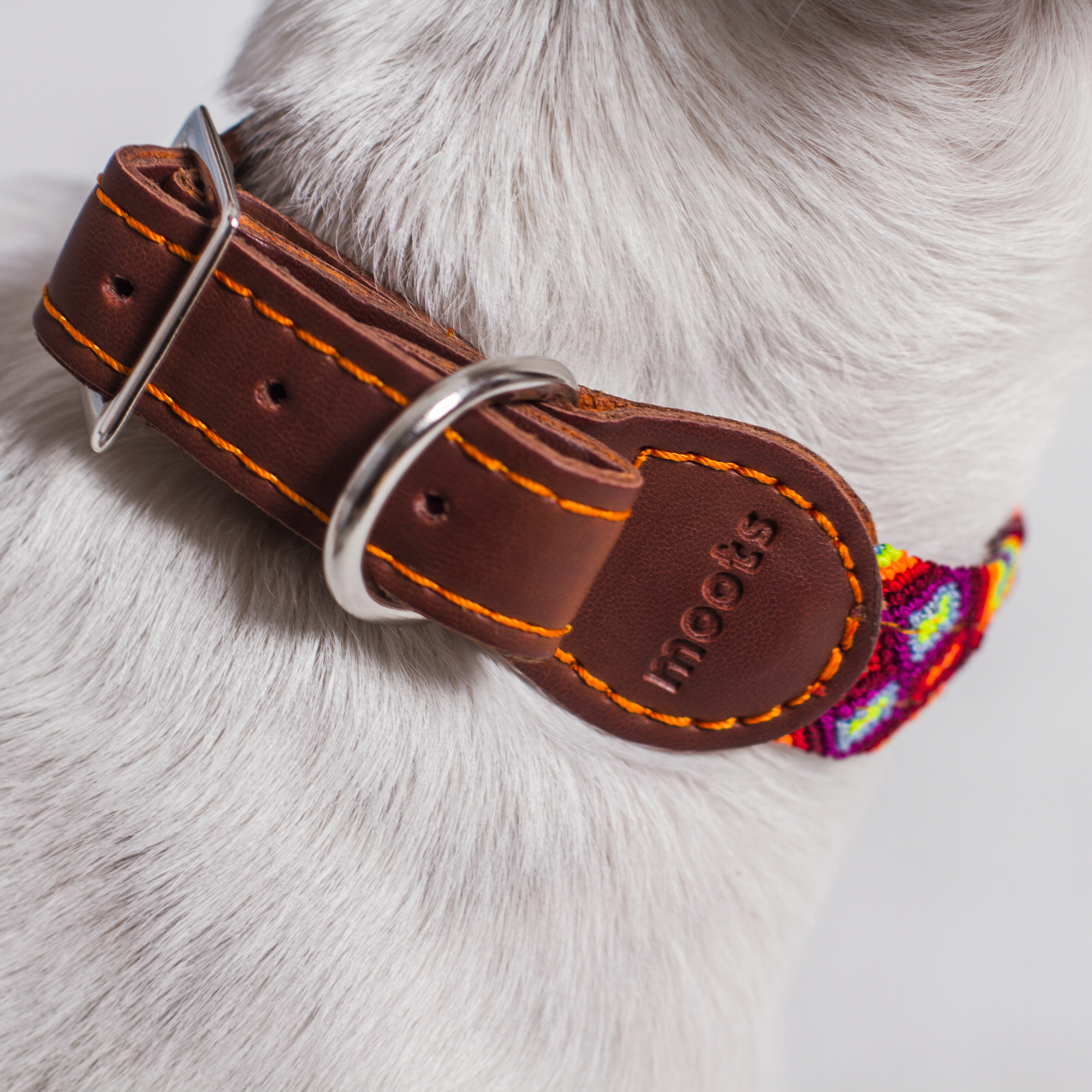 Moots Root Hand-Knitted Leather Pet Collar Red Small